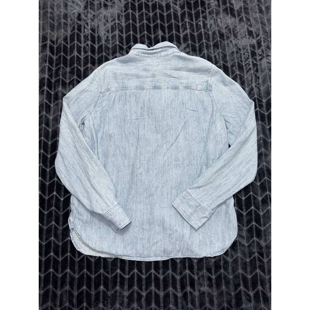 Faherty Mens Blue Chambray Denim Tencel Linen Button Down Pocket Shirt Size S - Picture 5 of 8